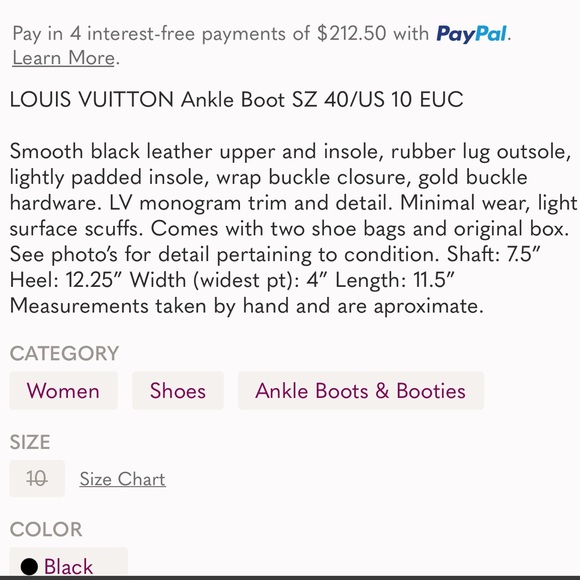 LOUIS VUITTON Ankle Boot SZ 40/US 10 EUC - Picture 10 of 10